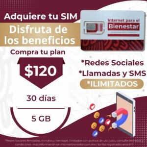 Sim Internet Para El Bienestar Jr Movil 30 Dias 5 Gb